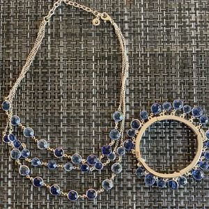 Silver and blue, necklace and bracelet set!